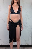Cutout Midi Skirt - Nero - MGX Swim